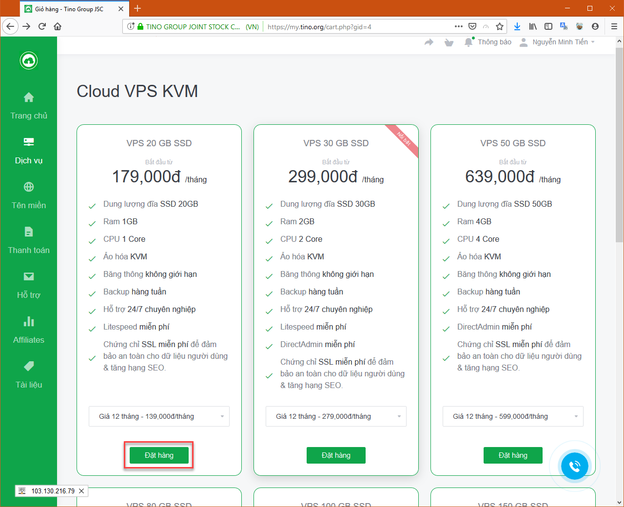 [Client] Hướng dẫn đăng ký dịch vụ Cloud VPS 5