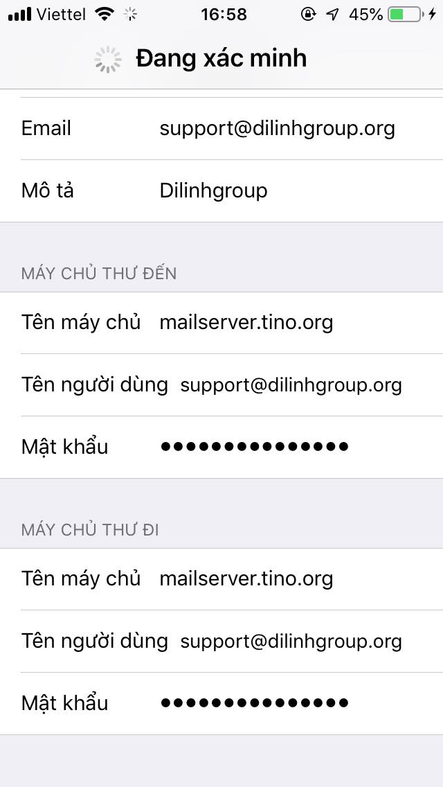 Hướng dẫn cấu hình Email doanh nghiệp trên phần mềm Mail trên IOS 10