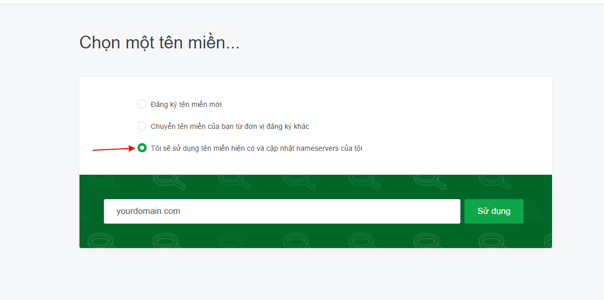 Tên miền của mình hiện tại đang quản lý tại nhà cung cấp dịch vụ tên miền khác, mình muốn sử dụng Hosting tại TinoHost thì khi đăng ký dịch vụ chọn như nào ? 1