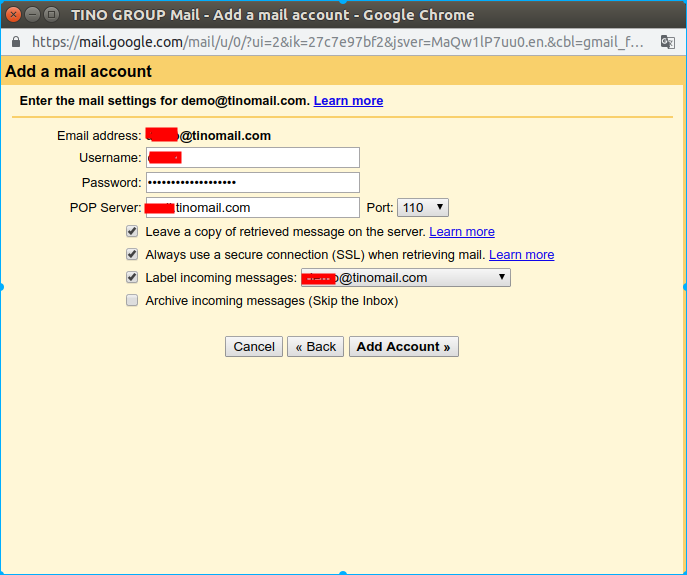 Hướng dẫn thêm tài khoản email domain vào webmail của Gmail. 14