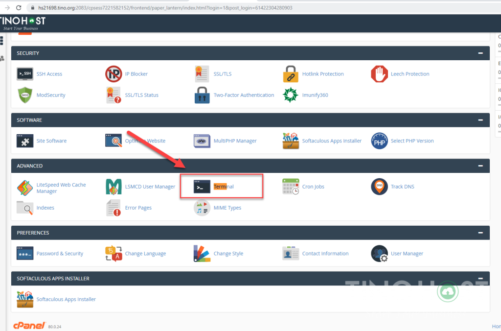 Hướng dẫn SSH trên Share Cloud Hosting sử dụng Terminal 4