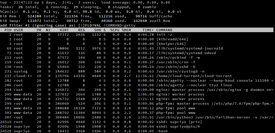 Các thông số của lệnh top trên linux 6