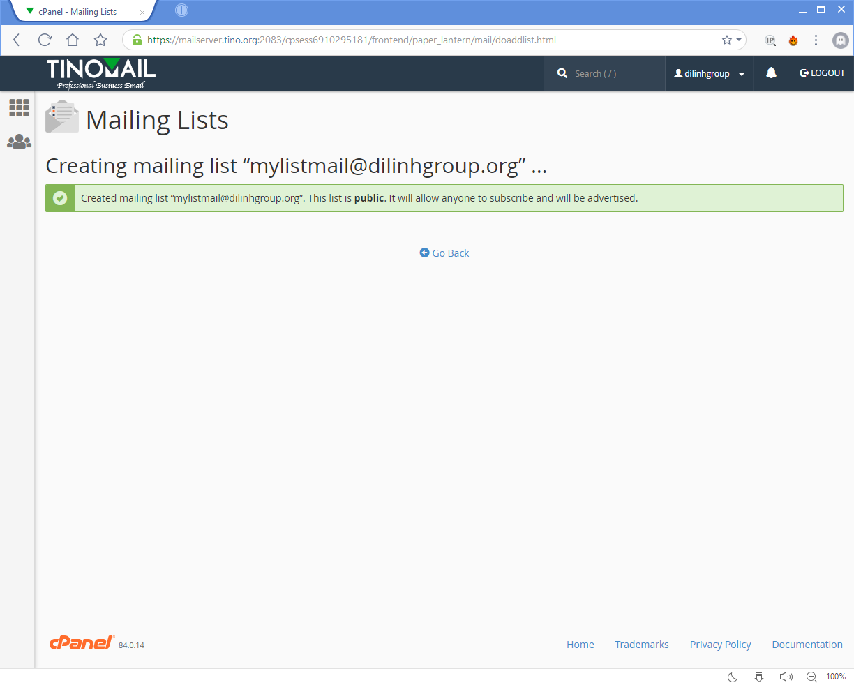 [cPanel] - Mailing Lists 3