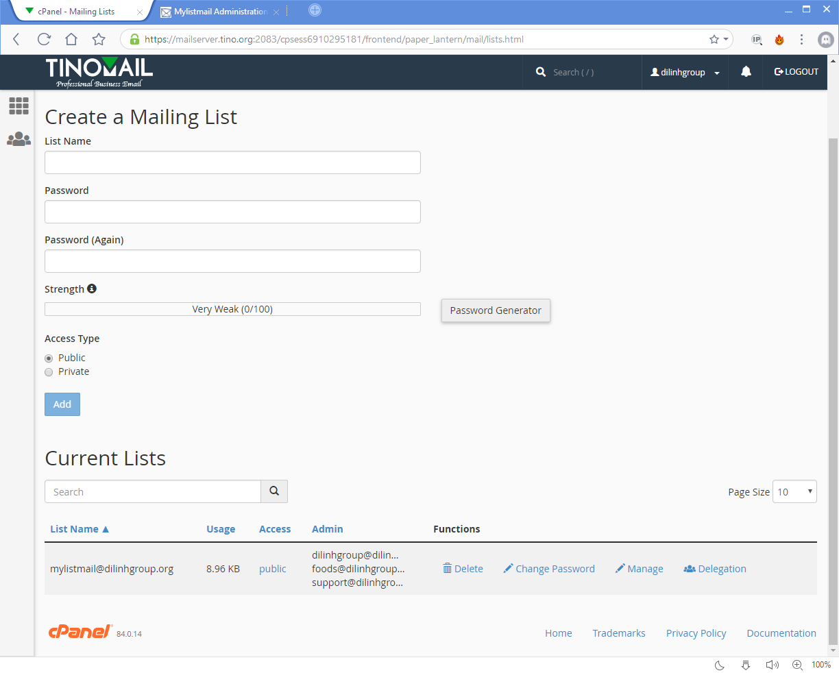 [cPanel] - Mailing Lists 17
