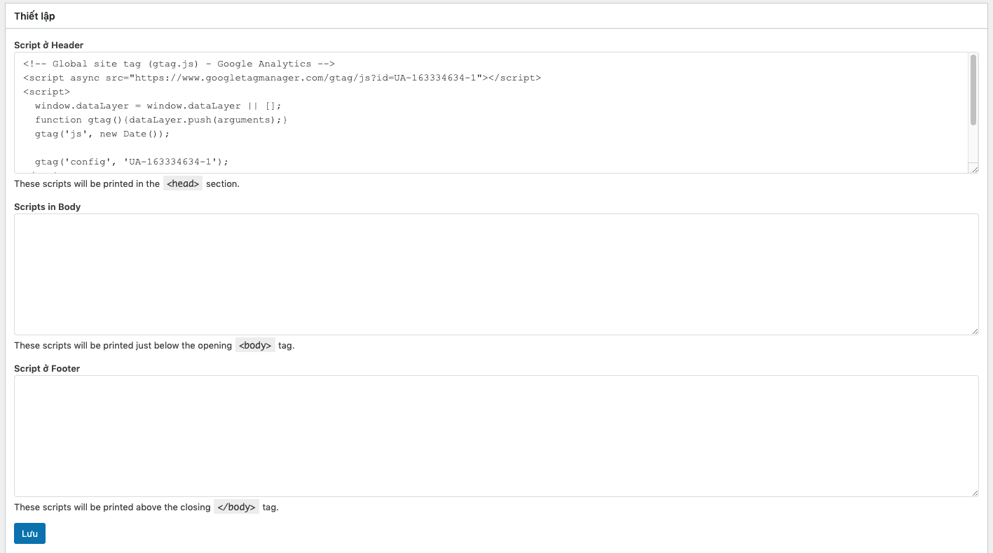 Cách chèn mã vào Header và Footer trong WordPress 1