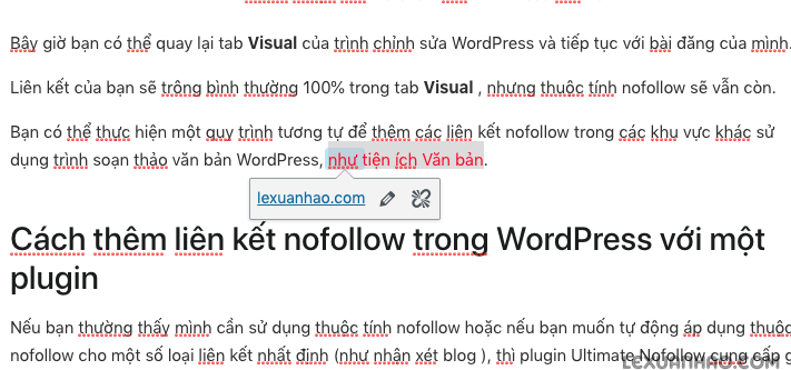 Cách thêm liên kết nofollow trong WordPress 4