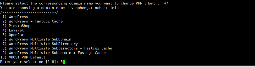 Change vHost PHP - Thay đổi vHost PHP cho tên miền đã thêm trên VPS. 4