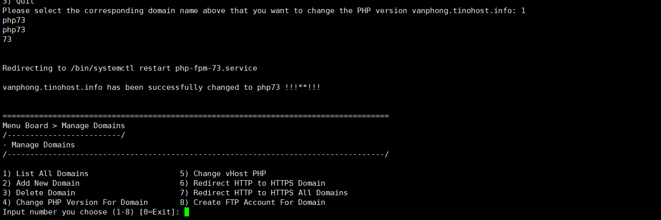 Change PHP Version For Domain - Thay đổi phiên bản php cho tên miền đã thêm vào VPS 5