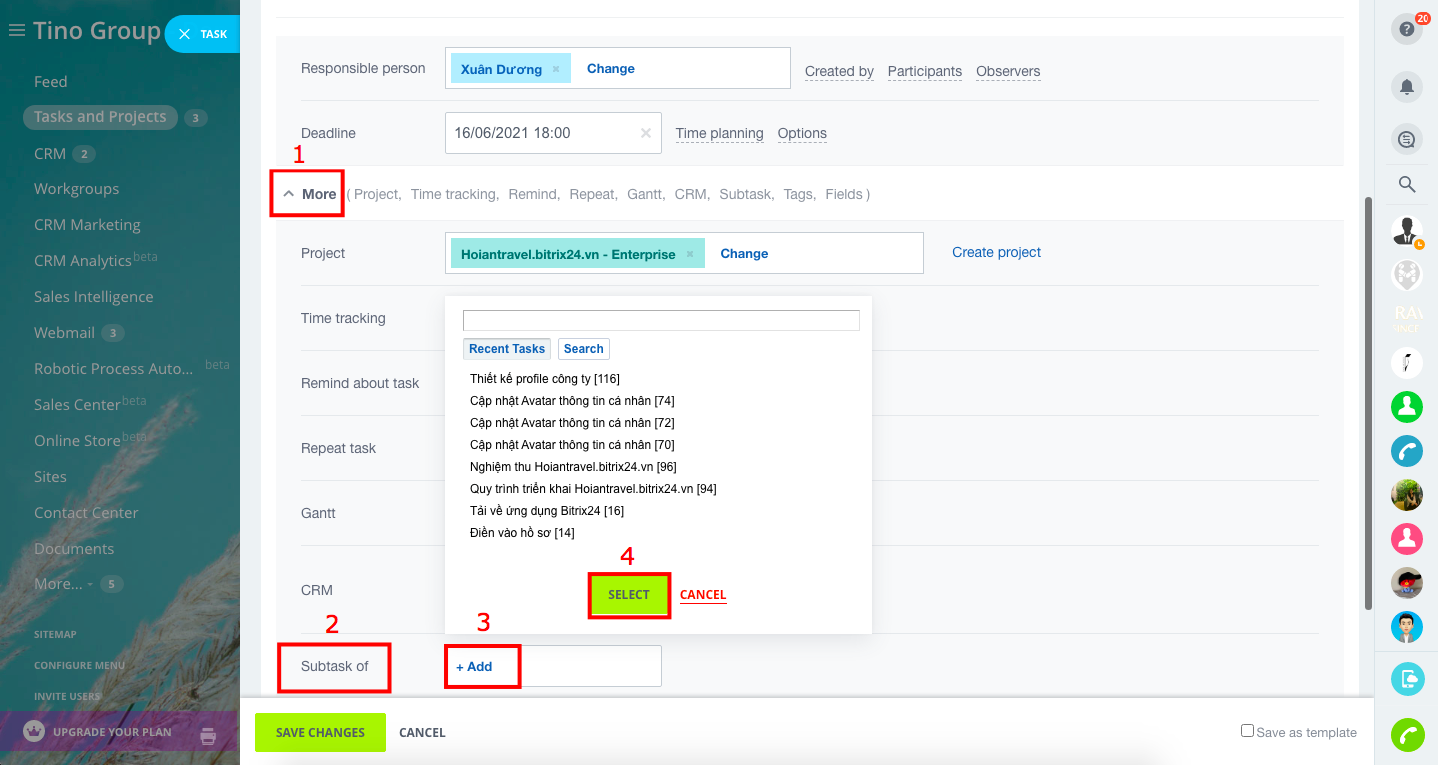 Subtasks (tác vụ phụ) 2