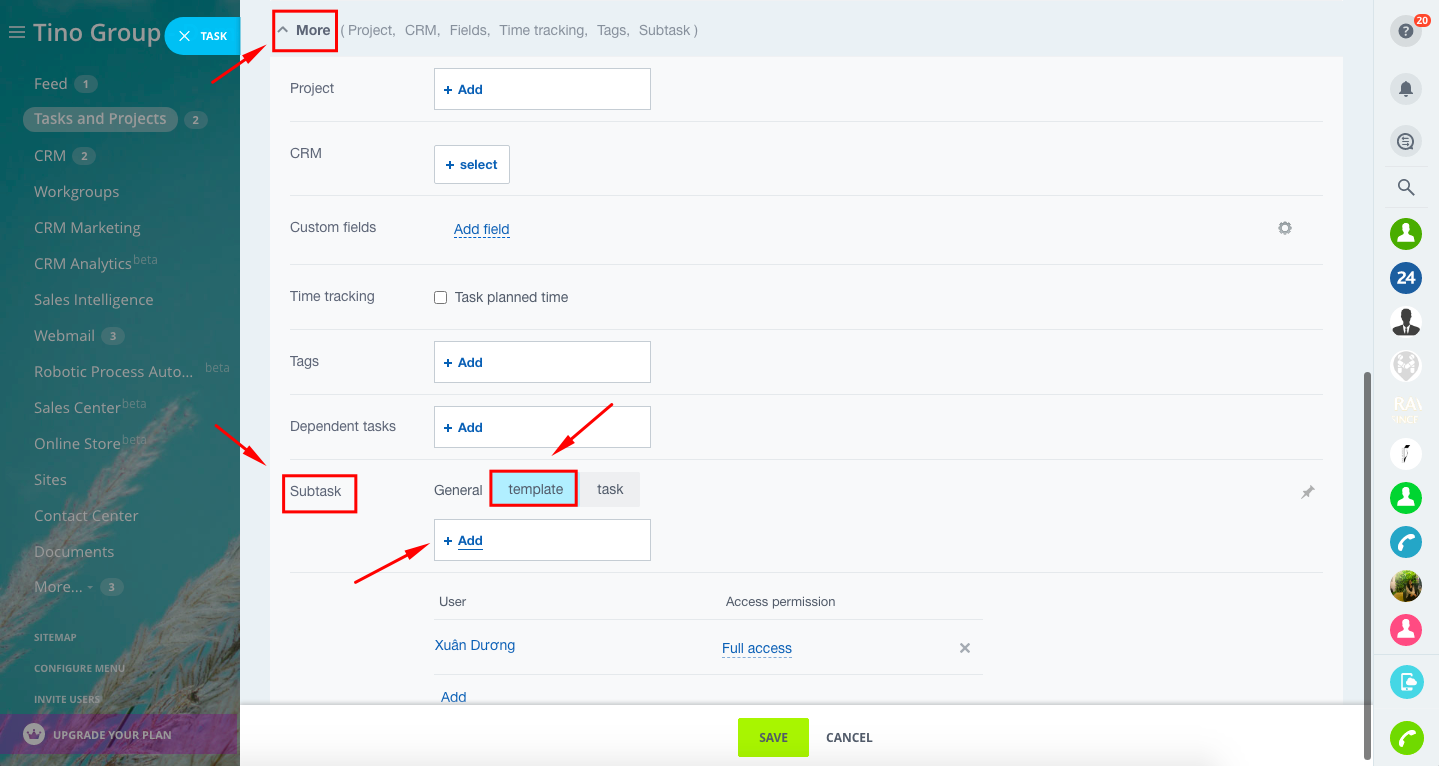 Task template (tác vụ mẫu) 8