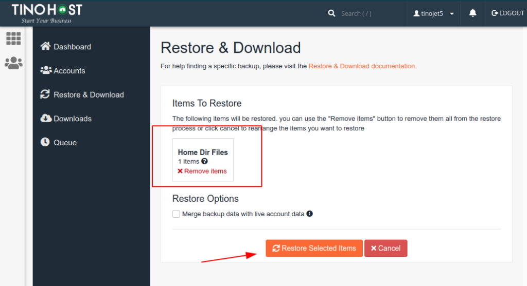 Hướng dẫn restore dữ liệu Hosting trên JetBackup 5 24