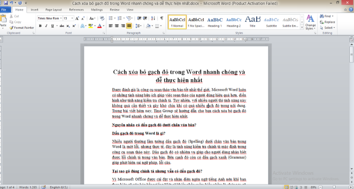 Xóa gạch đỏ Word: Với tính năng xóa gạch đỏ Word, việc sửa lại các từ sai chính tả trong tài liệu của bạn trở nên dễ dàng và đơn giản hơn bao giờ hết. Bạn có thể tăng tính chuyên nghiệp và uy tín trong công việc của mình, giúp tài liệu của bạn trở nên hoàn hảo và đáp ứng được nhu cầu của độc giả.