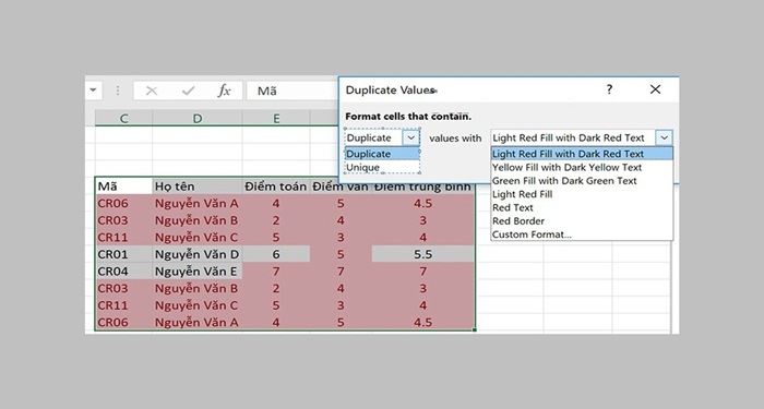 cach-loc-trung-trong-excel