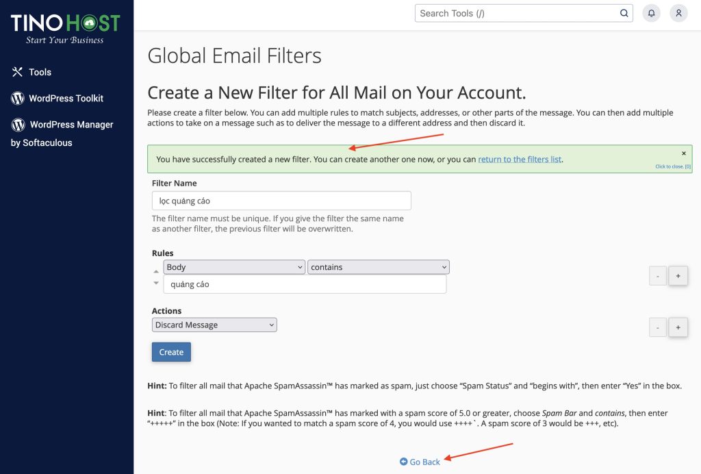 [cPanel] Hướng dẫn tạo bộ lọc chung cho email trên hosting (Global Email Filters) 2