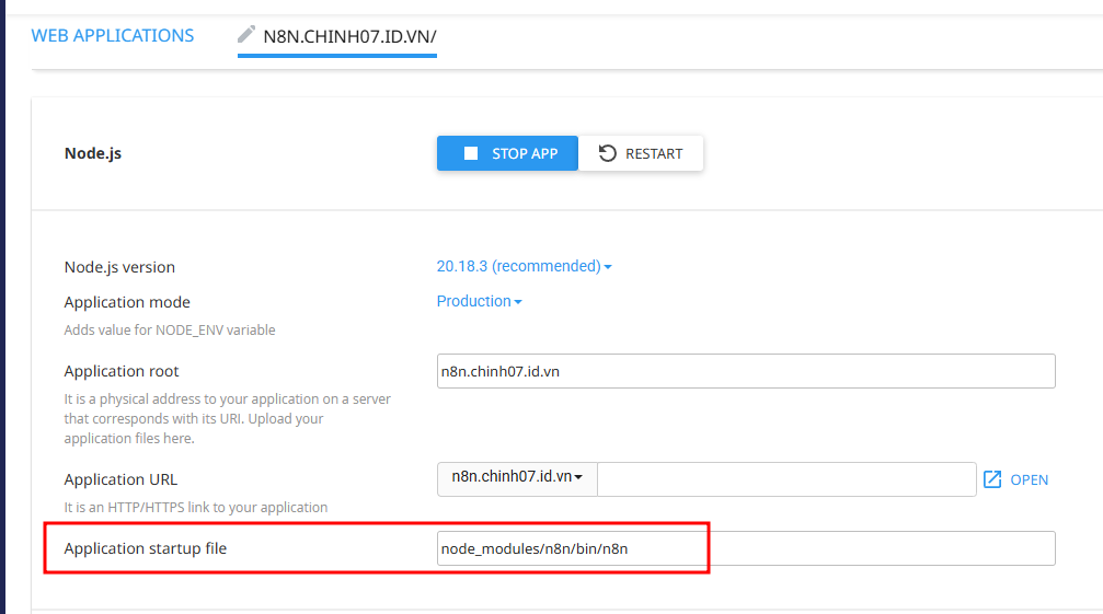 Hướng dẫn cài đặt n8n trên cPanel chi tiết 18 Cấu hình cho n8n