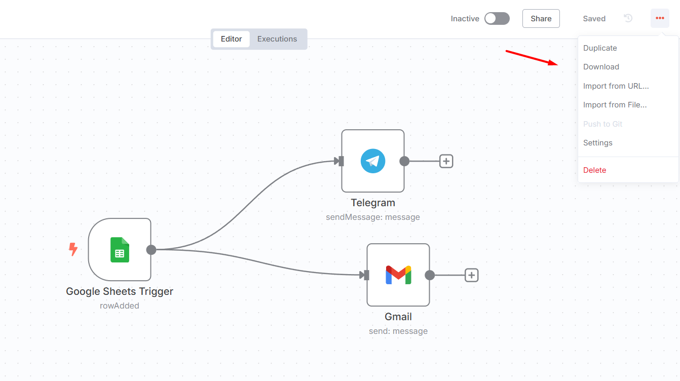 Hướng dẫn cách Import và Export workflow trên n8n (cực dễ) 4 Cách Export Workflow trên n8n