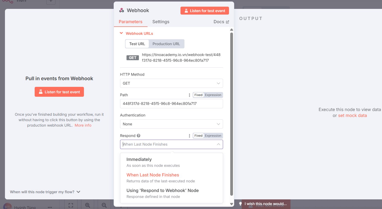 Webhook là gì? Cách sử dụng node Webhook trong n8n 4 Tìm hiểu các thành phần chính trong node Webhook trên n8n