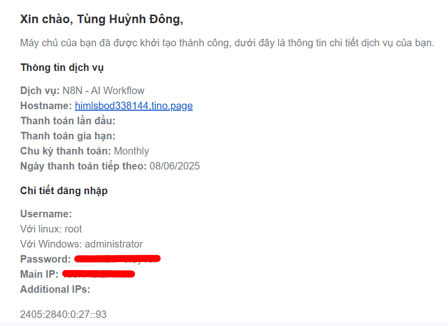 Hướng dẫn đăng ký VPS cài sẵn n8n tại Tino (không cần code) 10 Cách đăng ký VPS N8N - AI Workflow