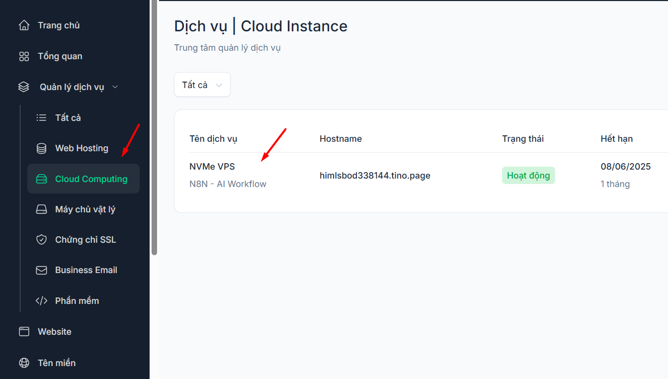 Hướng dẫn cách trỏ tên miền về IP VPS N8N và đổi Hostname thành tên miền đã mua 8 Hướng dẫn cách trỏ tên miền về IP VPS N8N và đổi Hostname thành tên miền đã mua 8