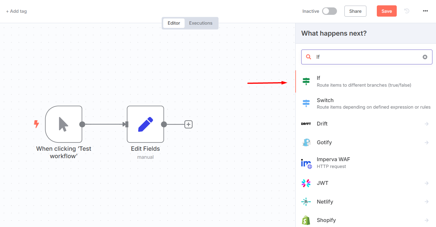 Hướng dẫn cách sử dụng node IF và node Switch trong n8n cho người mới 7 Cách sử dụng node IF trong n8n